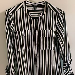 Black, White & Lavander Striped Blouse✨